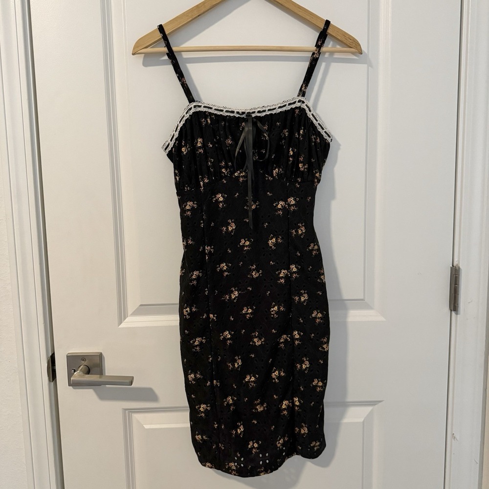Heart & Heels Juniors S Black Floral Ditsy Dress ~ Smocked Babydoll Formal
